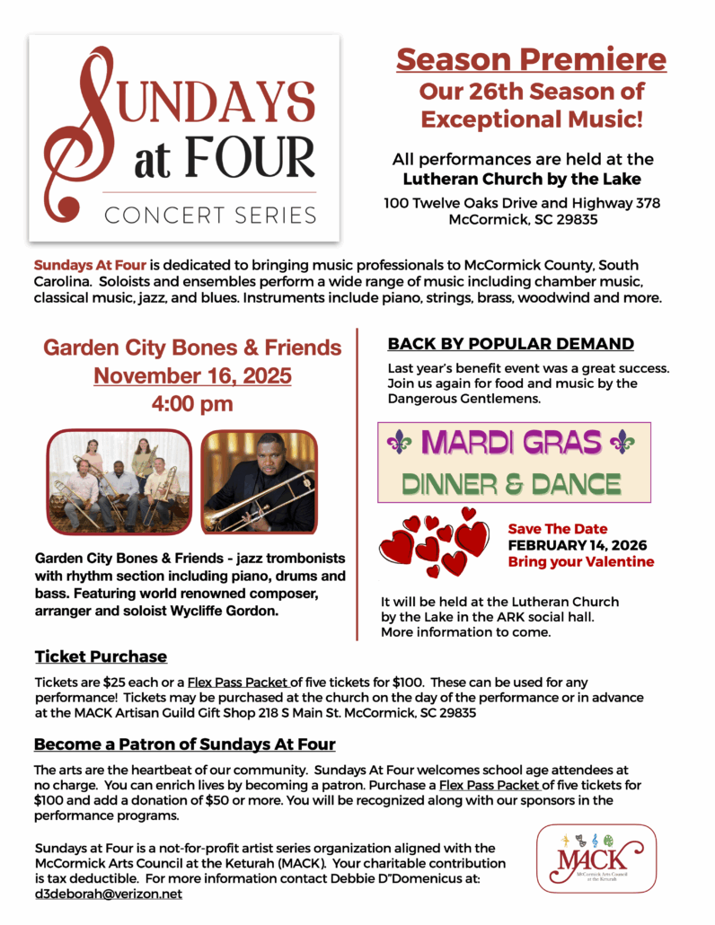 PREMIERE Flyer_Sundays at Four 2025-2026 Premiere Flyer for Print 10172025