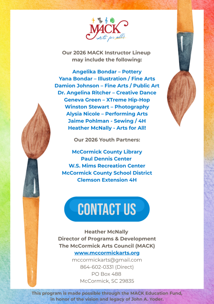 10 MACK Summer Arts Camps 2026 - Contact