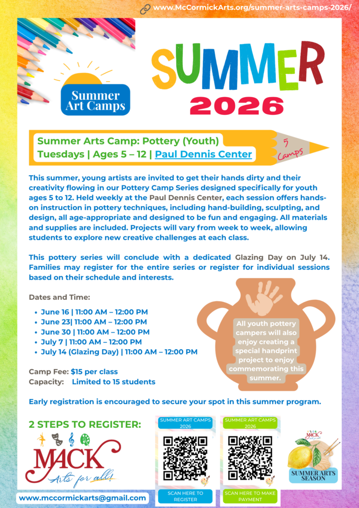 3 MACK Summer Arts Camps 2026 - Pottery Youth